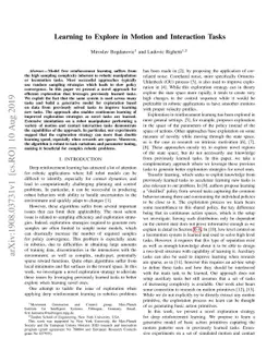 Learning to Explore in Motion and Interaction Tasks