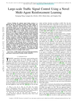 Large-Scale Traffic Signal Control Using a Novel Multi-Agent
  Reinforcement Learning