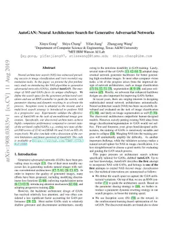 AutoGAN: Neural Architecture Search for Generative Adversarial Networks