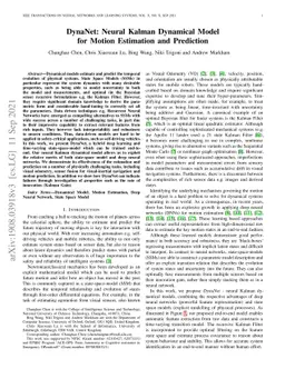 DynaNet: Neural Kalman Dynamical Model for Motion Estimation and
  Prediction