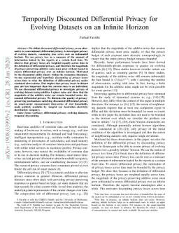 Temporally Discounted Differential Privacy for Evolving Datasets on an
  Infinite Horizon