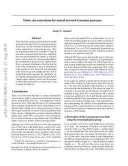 Finite size corrections for neural network Gaussian processes