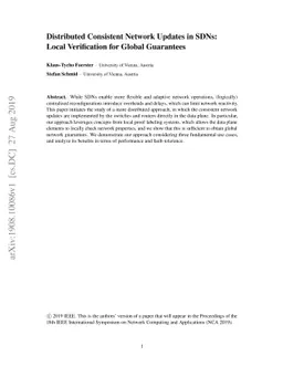 Distributed Consistent Network Updates in SDNs: Local Verification for
  Global Guarantees