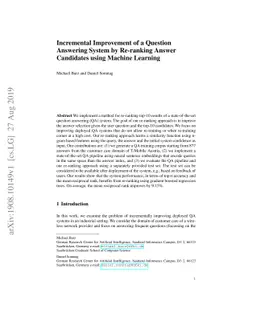Incremental Improvement of a Question Answering System by Re-ranking
  Answer Candidates using Machine Learning
