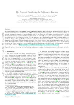 Key Protected Classification for Collaborative Learning