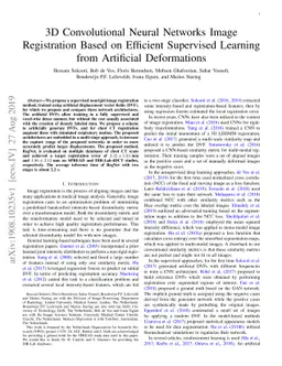 3D Convolutional Neural Networks Image Registration Based on Efficient
  Supervised Learning from Artificial Deformations