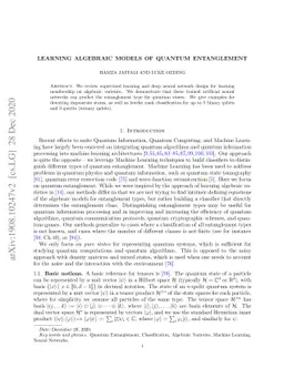 Learning Algebraic Models of Quantum Entanglement