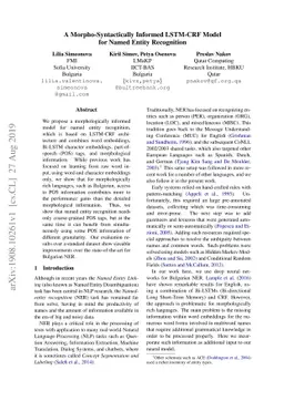 A Morpho-Syntactically Informed LSTM-CRF Model for Named Entity
  Recognition