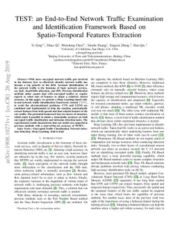 TEST: an End-to-End Network Traffic Examination and Identification
  Framework Based on Spatio-Temporal Features Extraction