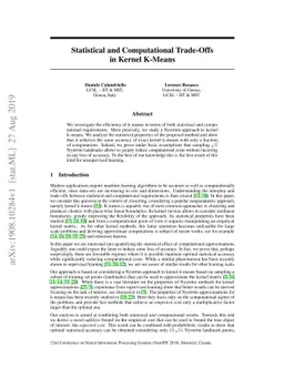 Statistical and Computational Trade-Offs in Kernel K-Means