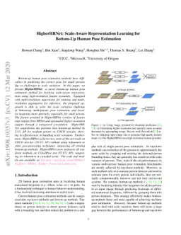 HigherHRNet: Scale-Aware Representation Learning for Bottom-Up Human
  Pose Estimation