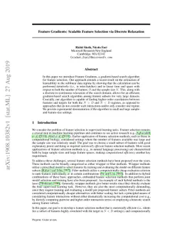 Feature Gradients: Scalable Feature Selection via Discrete Relaxation