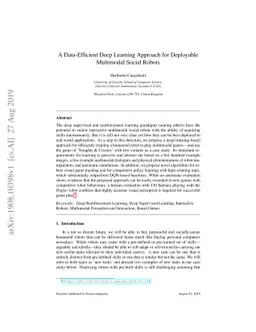 A Data-Efficient Deep Learning Approach for Deployable Multimodal Social
  Robots