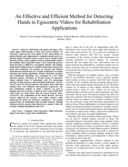 An Effective and Efficient Method for Detecting Hands in Egocentric
  Videos for Rehabilitation Applications