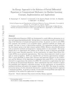 An Energy Approach to the Solution of Partial Differential Equations in
  Computational Mechanics via Machine Learning: Concepts, Implementation and
  Applications