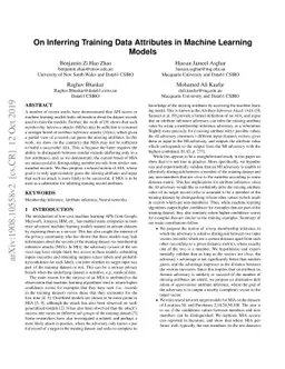On Inferring Training Data Attributes in Machine Learning Models