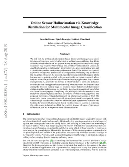 Online Sensor Hallucination via Knowledge Distillation for Multimodal
  Image Classification