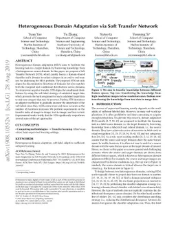 Heterogeneous Domain Adaptation via Soft Transfer Network