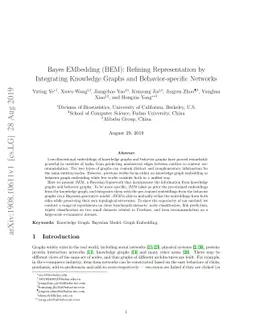 Bayes EMbedding (BEM): Refining Representation by Integrating Knowledge
  Graphs and Behavior-specific Networks