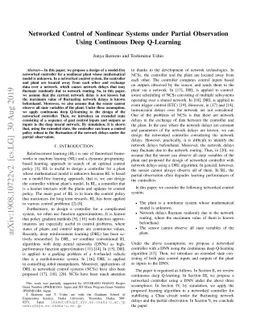 Networked Control of Nonlinear Systems under Partial Observation Using
  Continuous Deep Q-Learning