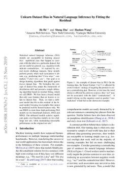 Unlearn Dataset Bias in Natural Language Inference by Fitting the
  Residual