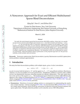 A Nonconvex Approach for Exact and Efficient Multichannel Sparse Blind
  Deconvolution