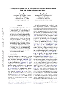 An Empirical Comparison on Imitation Learning and Reinforcement Learning
  for Paraphrase Generation