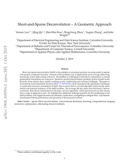 Short-and-Sparse Deconvolution -- A Geometric Approach
