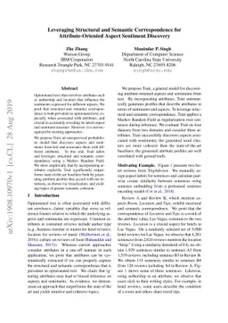 Leveraging Structural and Semantic Correspondence for Attribute-Oriented
  Aspect Sentiment Discovery