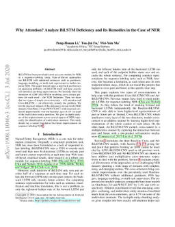 Why Attention? Analyze BiLSTM Deficiency and Its Remedies in the Case of
  NER
