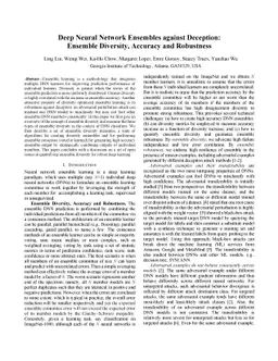 Deep Neural Network Ensembles against Deception: Ensemble Diversity,
  Accuracy and Robustness