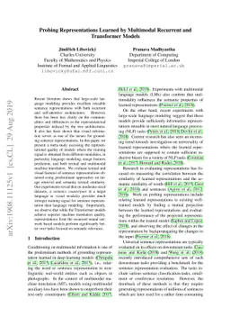 Probing Representations Learned by Multimodal Recurrent and Transformer
  Models