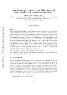 On the rate of convergence of fully connected very deep neural network
  regression estimates