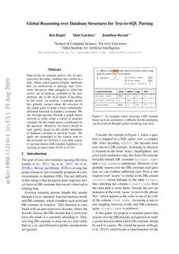 Global Reasoning over Database Structures for Text-to-SQL Parsing