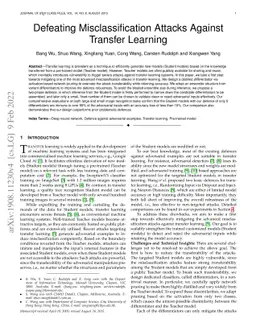 Defeating Misclassification Attacks Against Transfer Learning