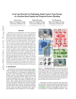 Great Ape Detection in Challenging Jungle Camera Trap Footage via
  Attention-Based Spatial and Temporal Feature Blending