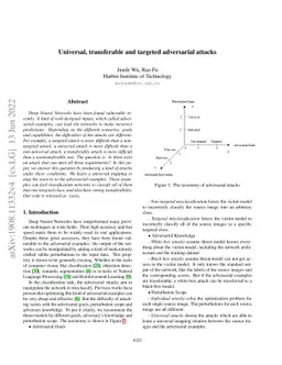 Universal, transferable and targeted adversarial attacks