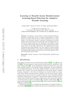 Learning to Transfer Learn: Reinforcement Learning-Based Selection for
  Adaptive Transfer Learning