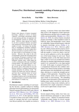 Feature2Vec: Distributional semantic modelling of human property
  knowledge