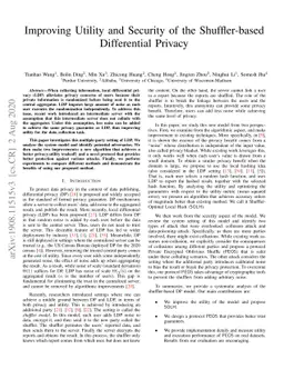 Improving Utility and Security of the Shuffler-based Differential
  Privacy