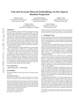 Fast and Accurate Network Embeddings via Very Sparse Random Projection