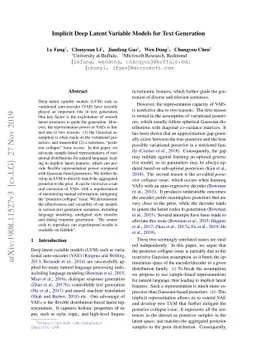 Implicit Deep Latent Variable Models for Text Generation