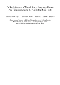 Online influence, offline violence: Language Use on YouTube surrounding
  the Únite the Right' rally