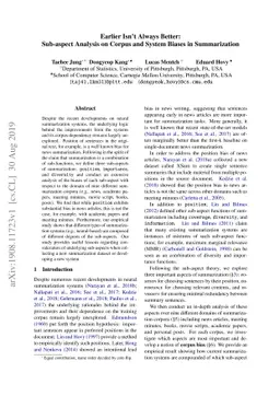 Earlier Isn't Always Better: Sub-aspect Analysis on Corpus and System
  Biases in Summarization
