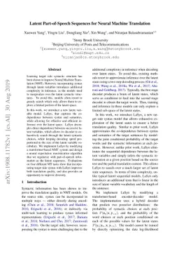 Latent Part-of-Speech Sequences for Neural Machine Translation