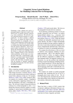 Linguistic Versus Latent Relations for Modeling Coherent Flow in
  Paragraphs