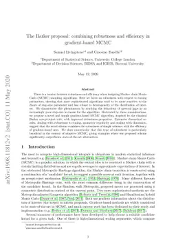 The Barker proposal: combining robustness and efficiency in
  gradient-based MCMC