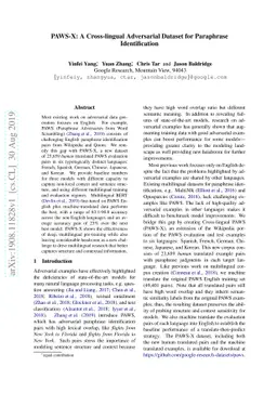 PAWS-X: A Cross-lingual Adversarial Dataset for Paraphrase
  Identification