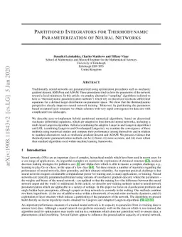 Partitioned integrators for thermodynamic parameterization of neural
  networks