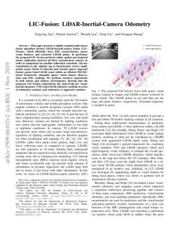 LIC-Fusion: LiDAR-Inertial-Camera Odometry